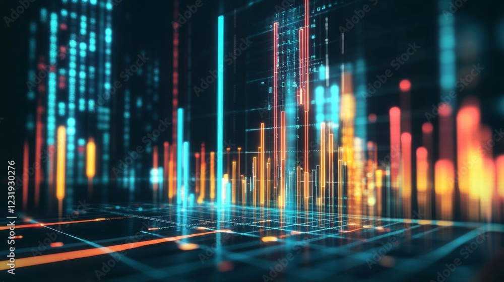 A digital D bar chart projected on a virtual screen, with tall, glowing bars reaching upward, symbolizing market growth and success in the financial sector. A digital D bar chart projected on a virtual screen, with tall, glowing bars reaching upward, symbolizing market growth and success in the financial sector.