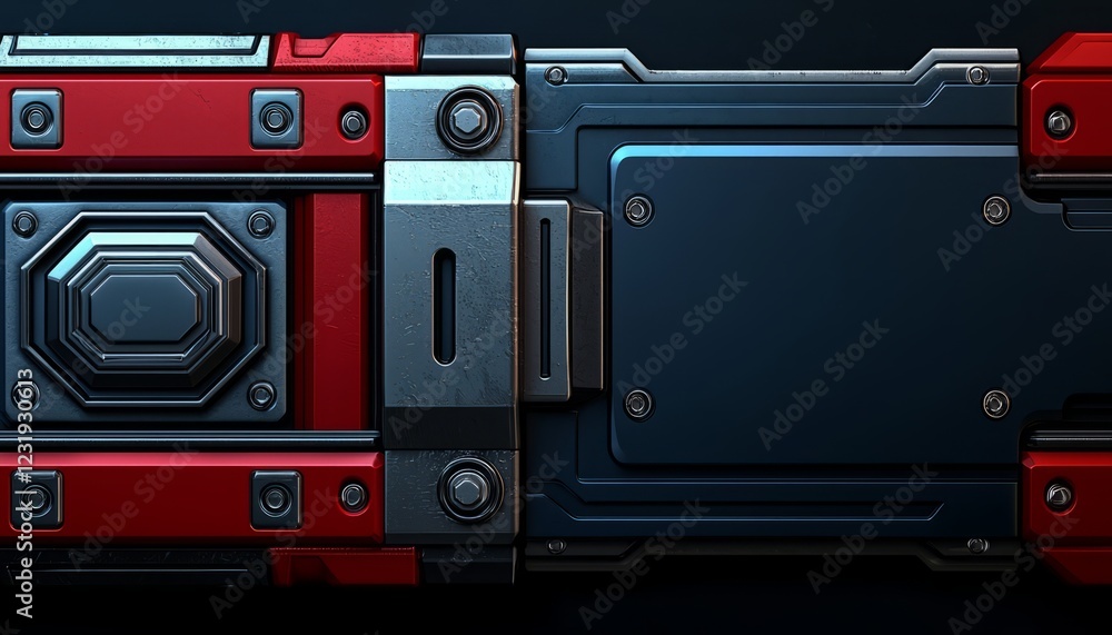 Fototapeta premium Abstract Red And Blue Metallic Panel Design
