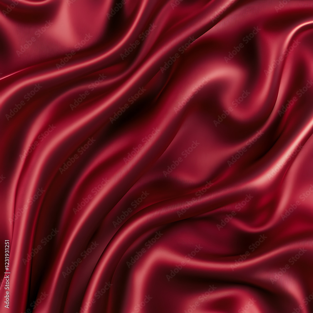 Fototapeta premium Claret Red silk satin fabric. Elegant abstract background. Liquid wave effect or silk with soft wavy folds.