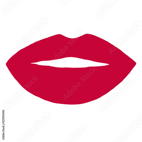 Red lips illustration isolated. Simple woman mouth with red lips. Abstract women lips.