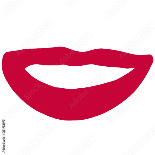 Red lips illustration isolated. Simple woman mouth with red lips. Abstract women lips.