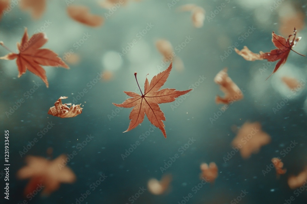 A picture of leaves floating in the air A picture of leaves floating in the air