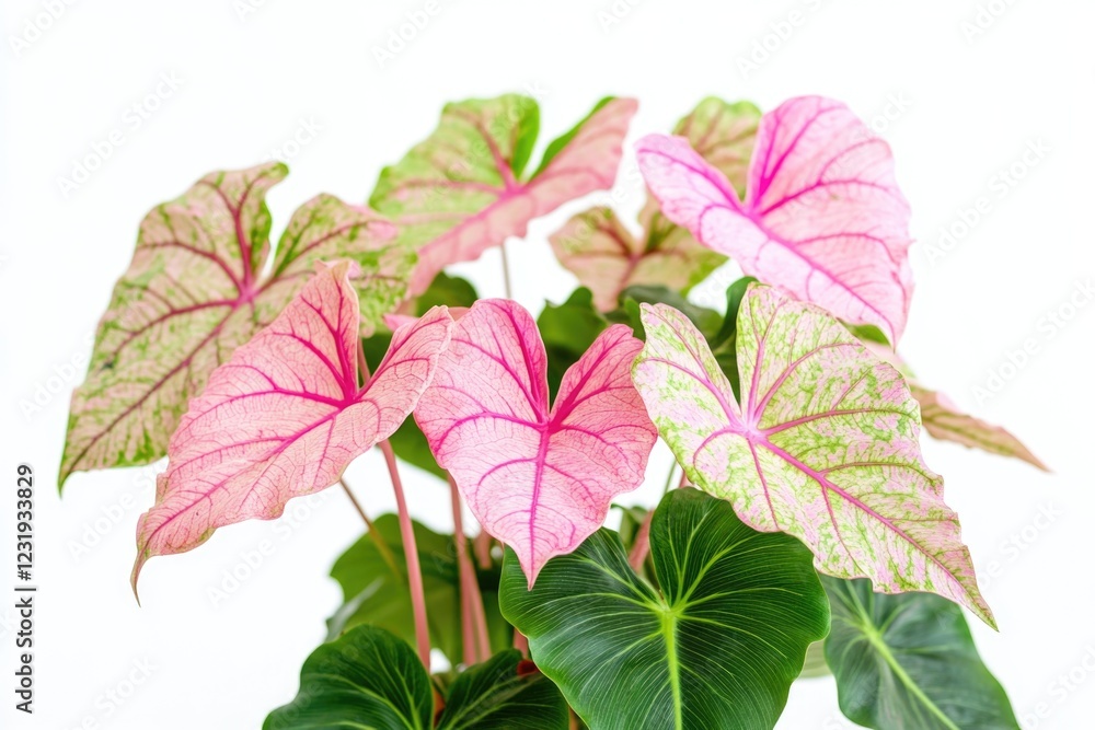 A small potted plant with vibrant pink and green leaves, ideal for decoration or office desk A small potted plant with vibrant pink and green leaves, ideal for decoration or office desk