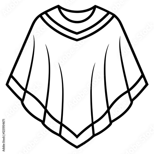 Stylish Poncho Outline Illustrations