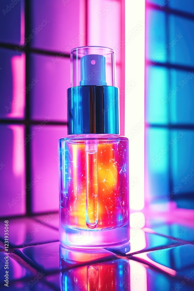 A bottle of liquid sits on top of a counter with a simple background A bottle of liquid sits on top of a counter with a simple background