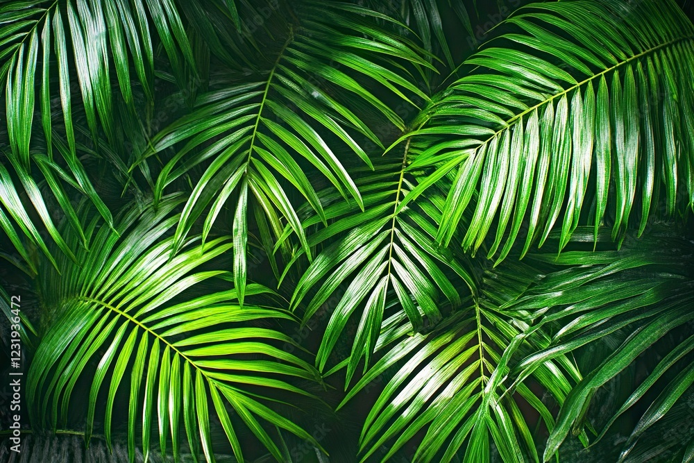 Lush Green Palm Leaves Tropical Background Image Lush Green Palm Leaves Tropical Background Image