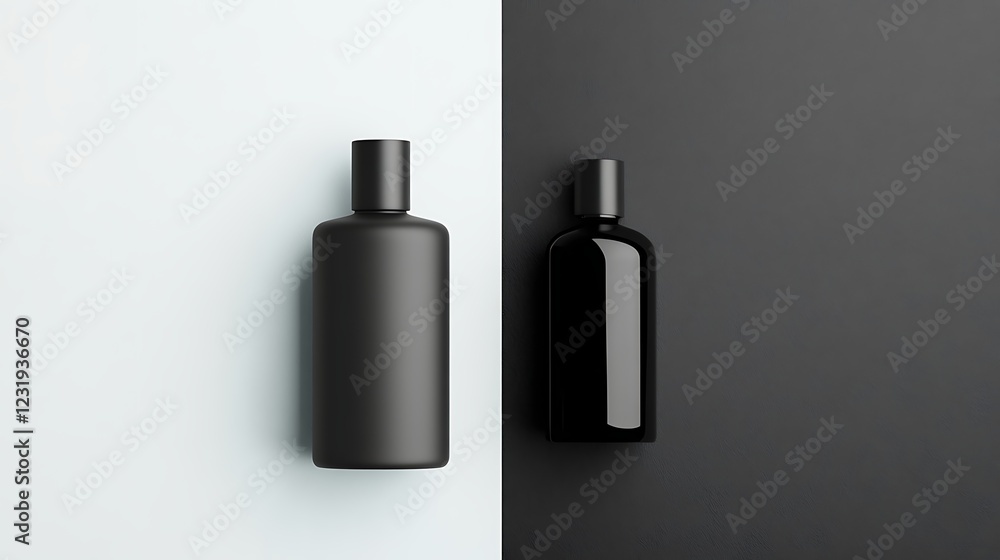 Modern Minimalist Perfume Bottles on Contrast Background in Sleek Design Modern Minimalist Perfume Bottles on Contrast Background in Sleek Design