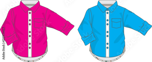 Kids Fashion: Pink and Blue Long Sleeve Shirts Design