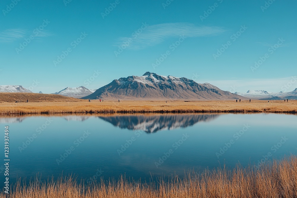 Serene Icelandic Mountain Reflection: A Tranquil Landscape Serene Icelandic Mountain Reflection: A Tranquil Landscape