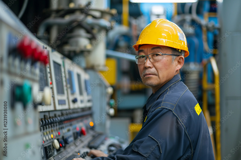 An asian man working in nuclear power plant generative AI image An asian man working in nuclear power plant generative AI image