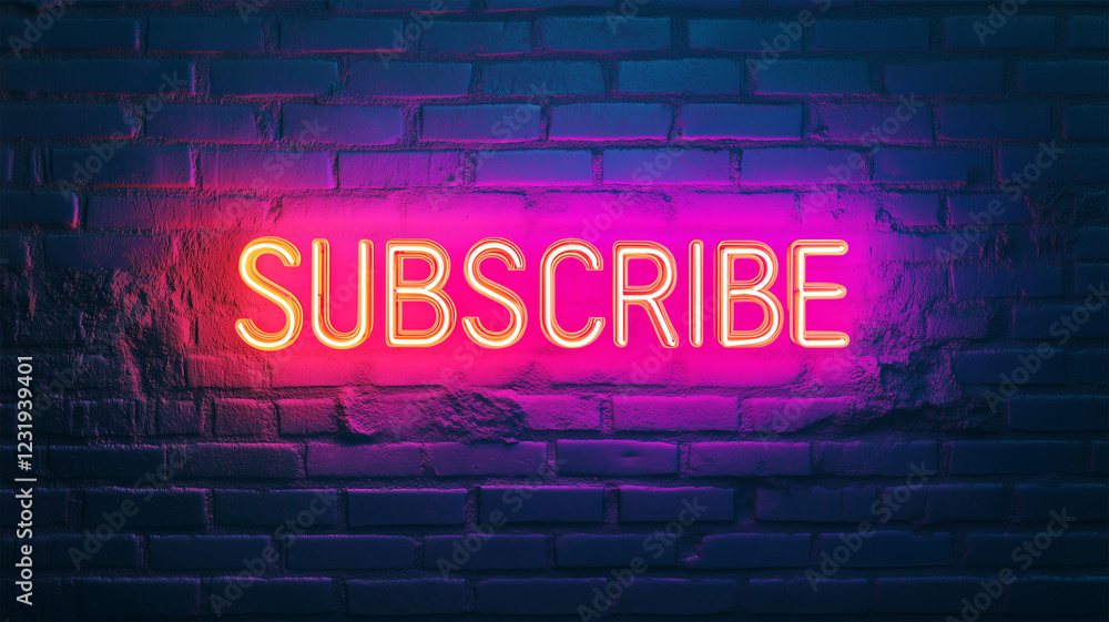 Obraz premium ネオンで輝く「SUBSCRIBE」サイン