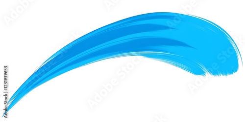 Blue paint stroke, dynamic curve, white background, design element