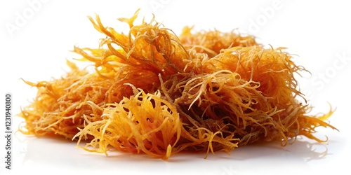 Raw organic Irish Sea Moss (Chondrus crispus) in close-up: vibrant seaweed texture. photo