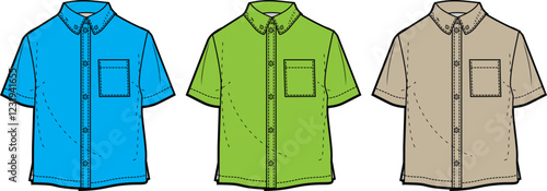Men's Short Sleeve Button Down Shirts Fashion Design Template