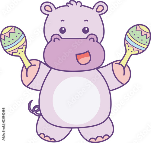 Cute hippo vector icon. Funny baby hippo animal series stock illustration. life of fluffy hippo designs.