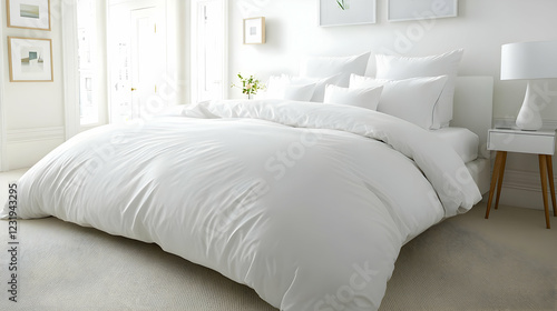 Wallpaper Mural White bedding in bright bedroom Torontodigital.ca