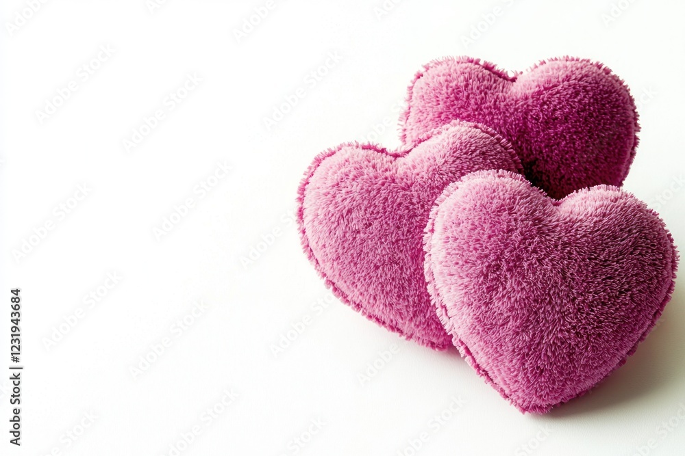 Cute pink hearts on the side with copy space, isolated on a white background. Cute pink hearts on the side with copy space, isolated on a white background.