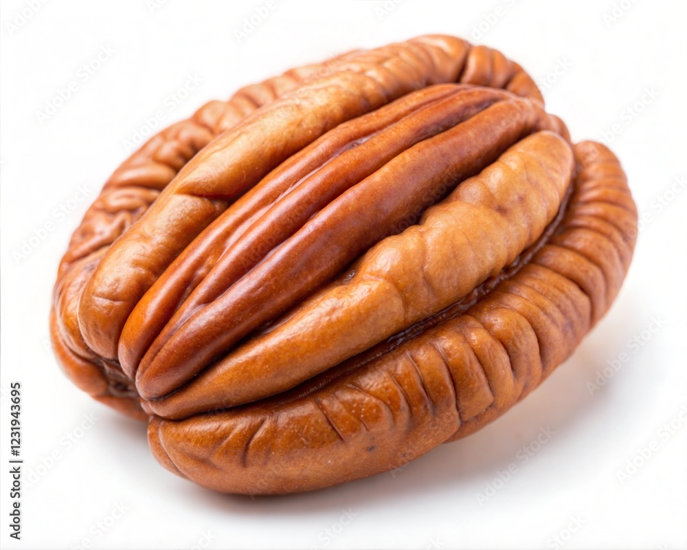 Pecan nut on white background.