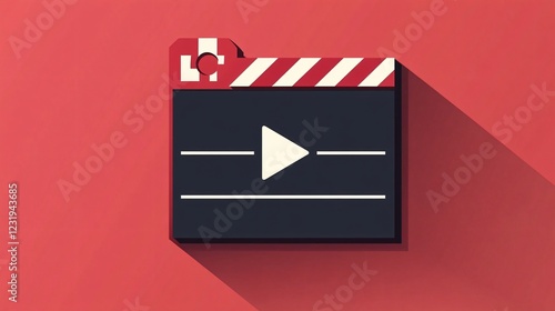 Professional Clapperboard Icon Vector for Film Production on Color Background - Adobe Stock Image