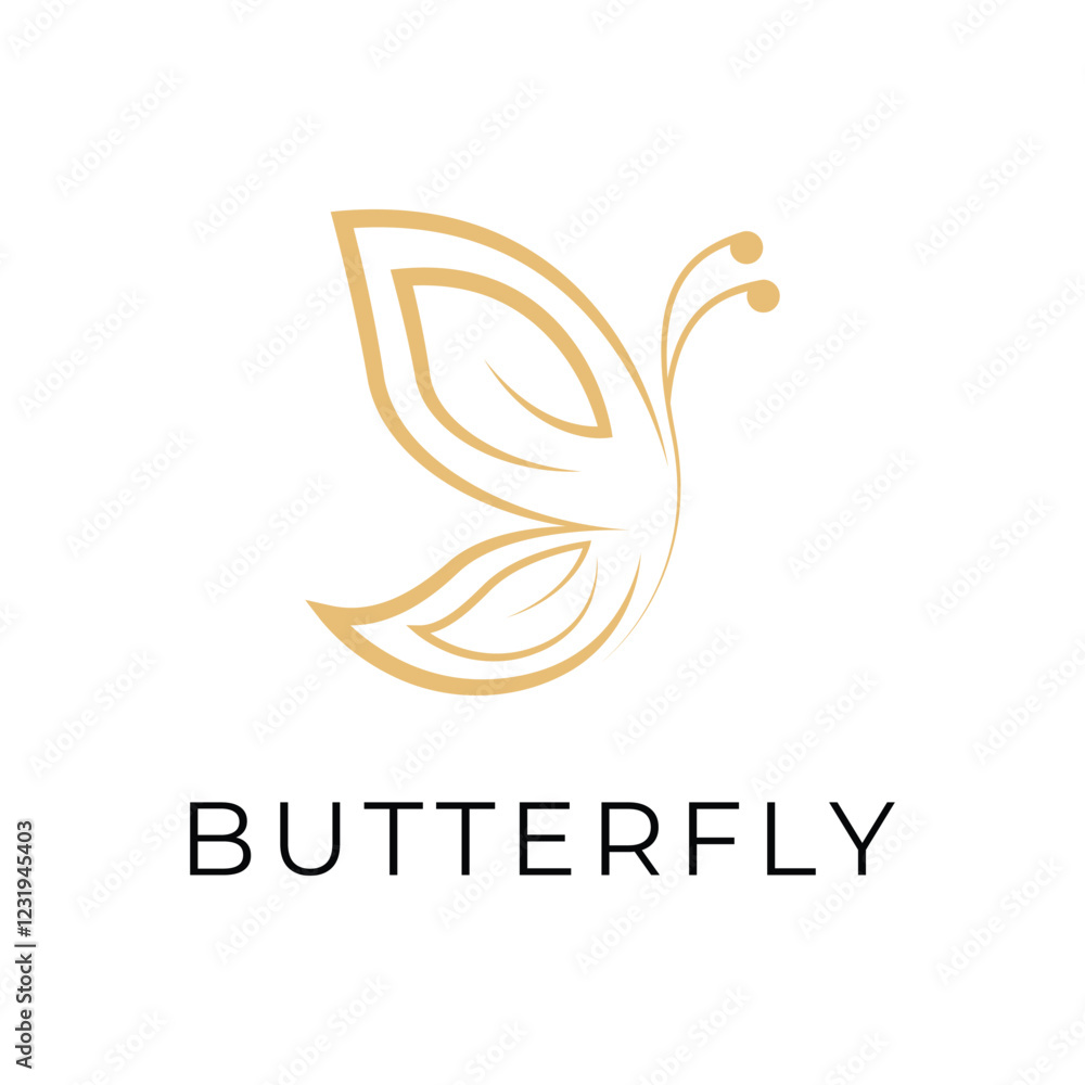Obraz premium butterfly logo design gold line creative idea