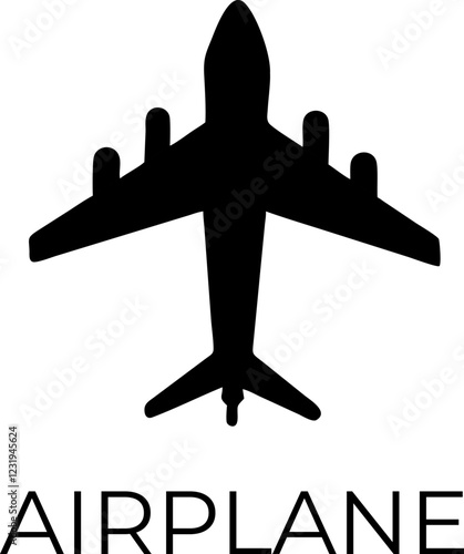 Simple black silhouette of an airplane icon