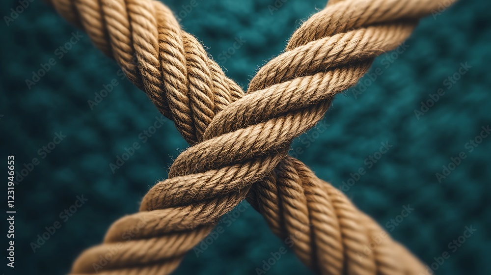 Close-up Action of Rope Being Pulled Against a Textured Background in Focus Close-up Action of Rope Being Pulled Against a Textured Background in Focus