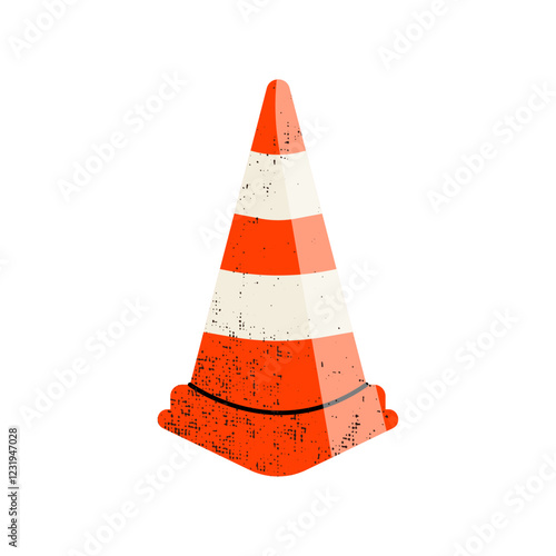 Illustration of traffic cone. Construction industrial accident prevention concept.