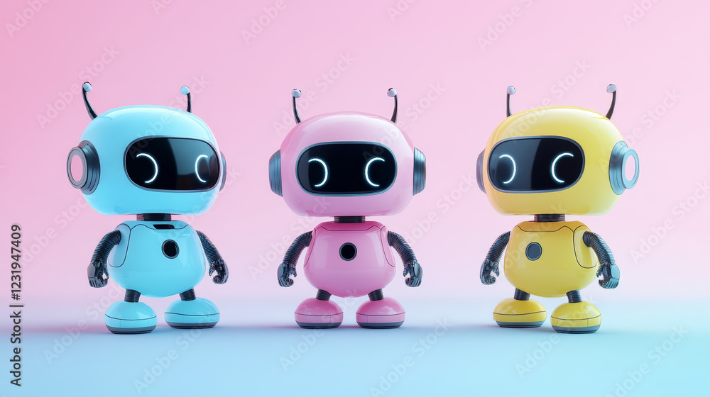 Cute ai robot evolution mascot cartoon vector set. Digital modern computer bot design icon isolated. Artificial intelligence mechanical companion friend for communication and education in internet. Cute ai robot evolution mascot cartoon vector set. Digital modern computer bot design icon isolated. Artificial intelligence mechanical companion friend for communication and education in internet.