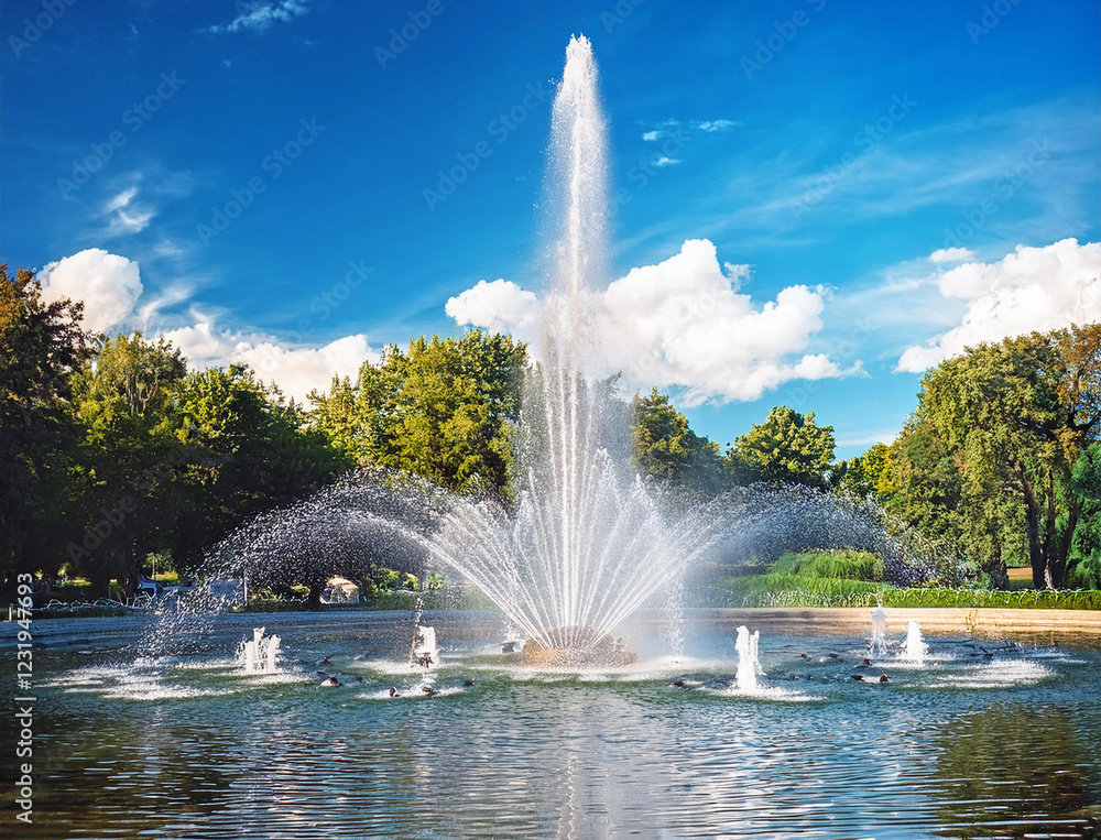 Fototapeta premium Generated image 噴水のある公園
