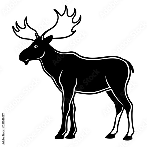 Wallpaper Mural Cute Silhouette of a Moose line art vector cartoon illustration Torontodigital.ca