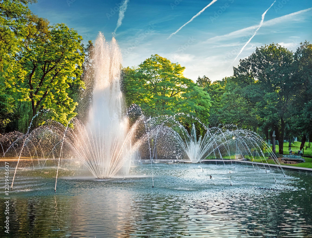 Fototapeta premium Generated image 噴水のある公園