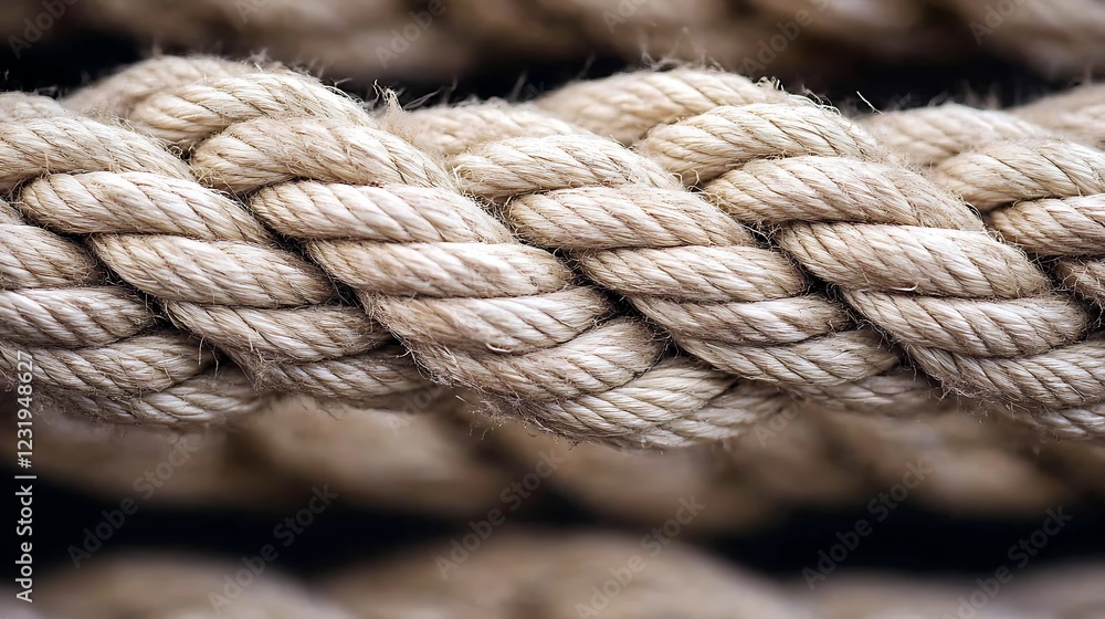 Tension and Strength of Frayed Rope Displayed in the Middle of Natural Fibers Tension and Strength of Frayed Rope Displayed in the Middle of Natural Fibers