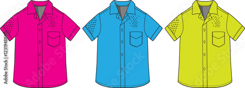Trendy Short Sleeve Button Down Shirts Design Template