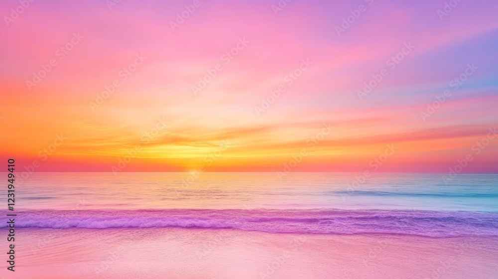 Obraz premium Vibrant sunset gradient over a tranquil horizon with orange, pink, and purple hues blending beautifully