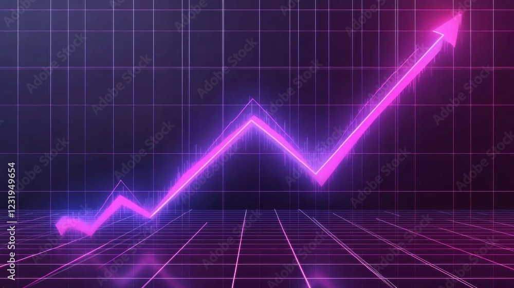 A sleek D line graph with sharp, glowing edges and a steady upward trajectory, set against a futuristic digital grid background A sleek D line graph with sharp, glowing edges and a steady upward trajectory, set against a futuristic digital grid background