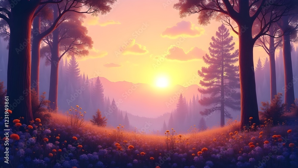 sunrise in the forest