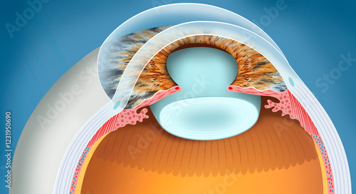 The lens is a transparent, biconvex structure of the eye that focuses light on the retina, allowing clear vision. Its elasticity facilitates focusing at different distances.