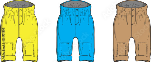 Kids Fashion- Colorful Cropped Pants Design Template