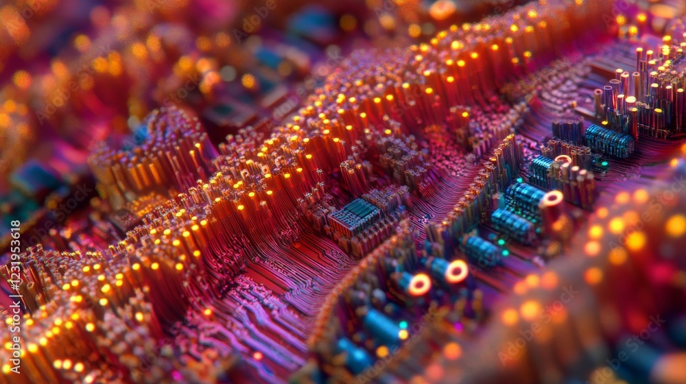 Microcircuit details with diodes and chips, revealing the complexity of electronics Microcircuit details with diodes and chips, revealing the complexity of electronics