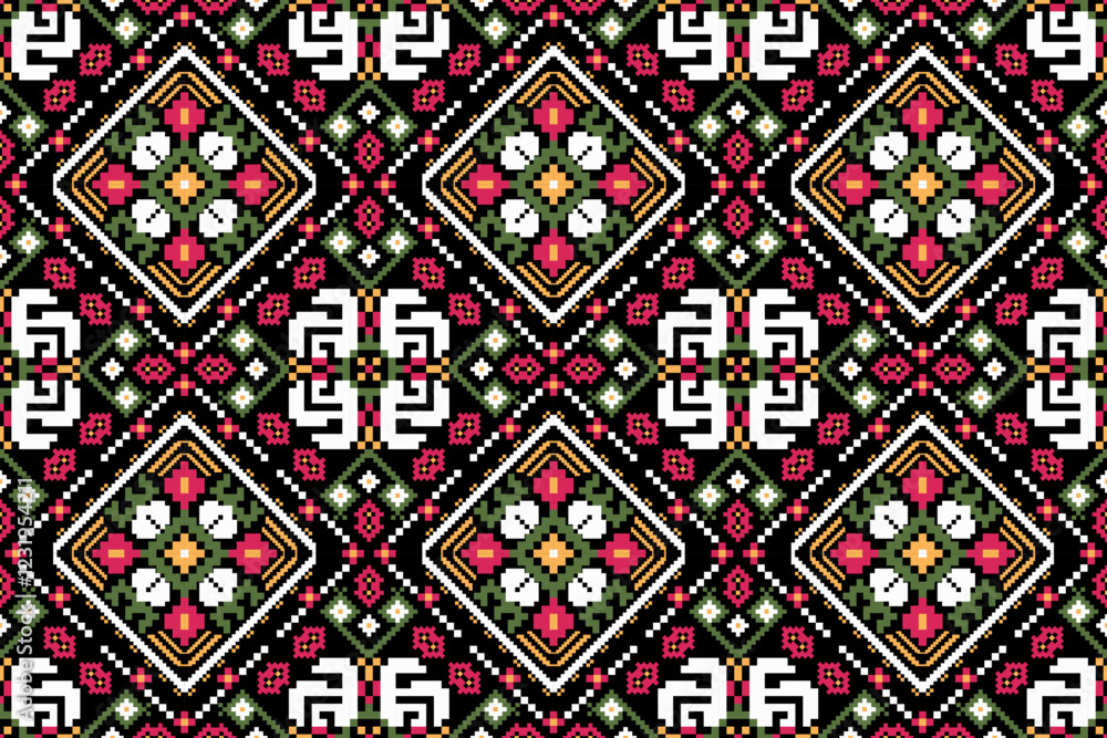 Geometric ethnic flowers pattern vector illustration Geometric ethnic flowers pattern vector illustration