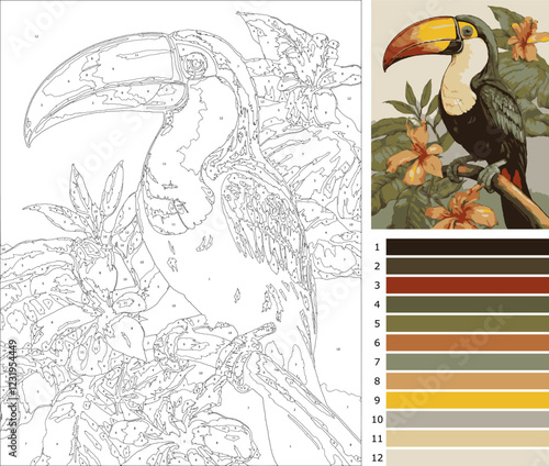 Tropical Paradise: Colorful Toucan - DIY Digital Painting Template
