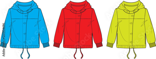 Kids Hooded Jacket Fashion Design Template