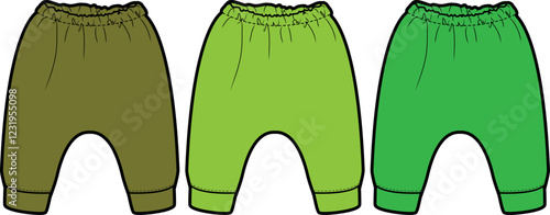 Kids Harem Pants Fashion Design Template Green Olive Colors