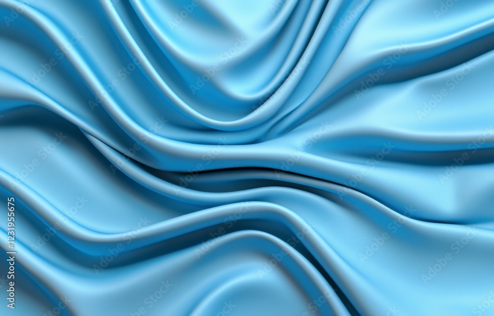 Obraz premium Abstract Light Blue Silk Fabric with Flowing Waves and Folds