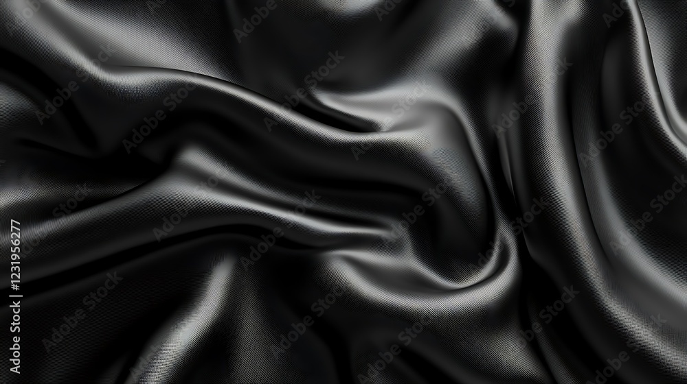 Fototapeta premium Draped black silk fabric texture background