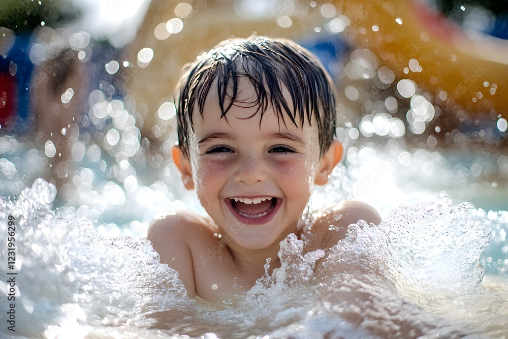 Fototapeta premium child playing in the water , Generative AI 