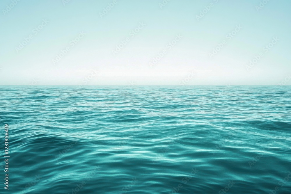 Fototapeta premium Serene Teal Ocean Waves Under a Calm Sky