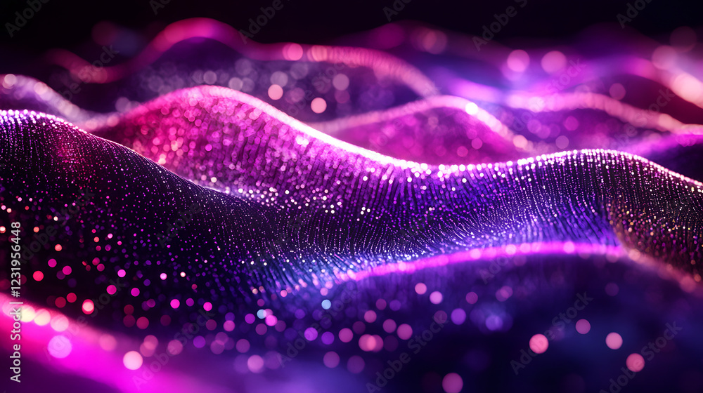 Sparkling pink and purple waves in deep space-like tones. Sparkling pink and purple waves in deep space-like tones.