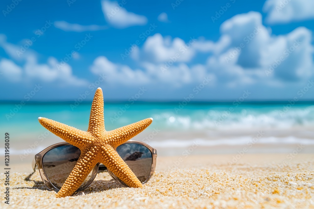 starfish on the beach , Generative AI starfish on the beach , Generative AI