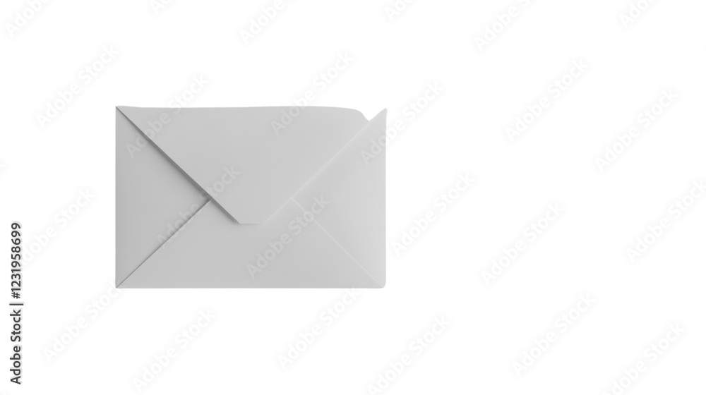 Closed white envelope on transparent background representing communication
